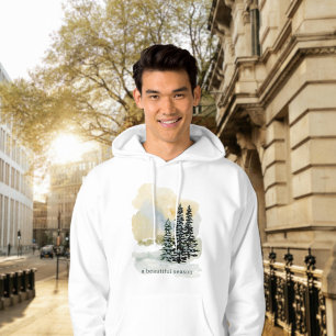 Veste À Capuche Doudoune à capuche Forêt Hivernale Aquarelle   Uni