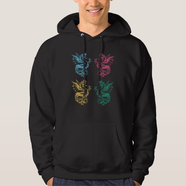 Veste À Capuche Dragon Art Graphic Retro Vintage (Devant)
