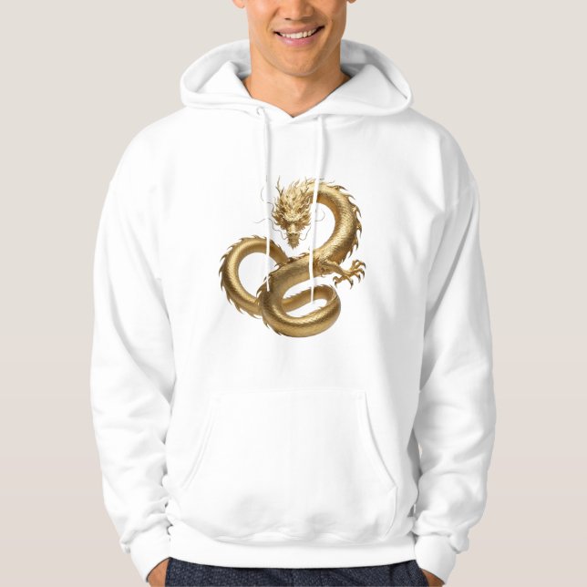 Veste À Capuche Dragon Chinois Doré Art | Créature Fantastique Myt (Devant)