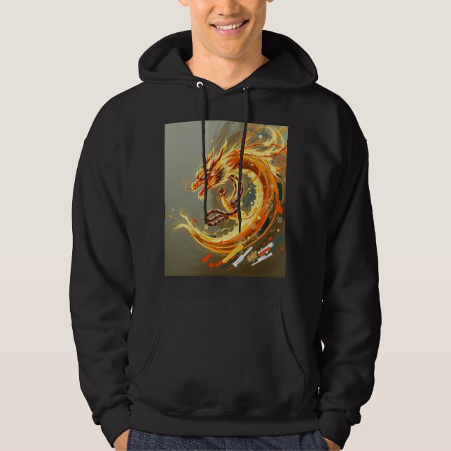 Veste À Capuche Dragon Jaune Doré (Devant)