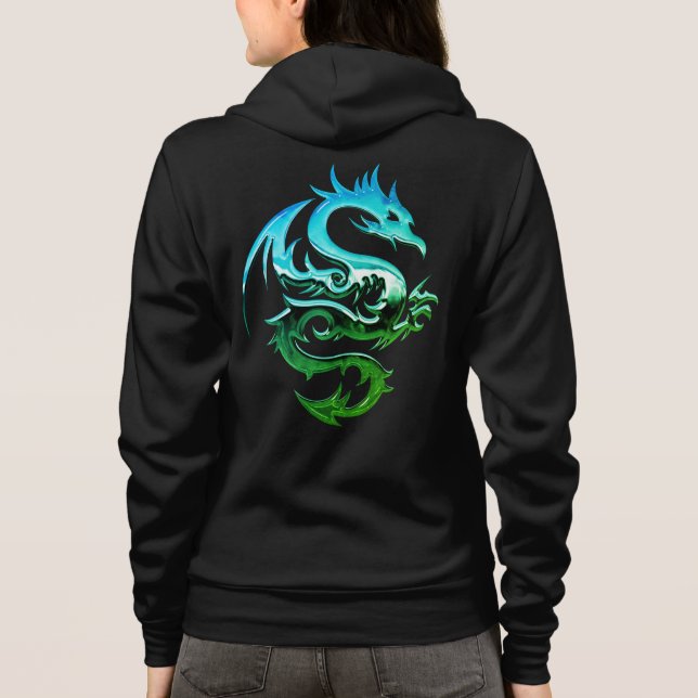 Veste À Capuche Dragon métallique vert (Dos)