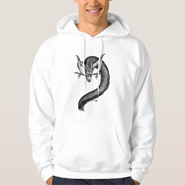 Veste À Capuche Dragon noir et blanc (Devant)