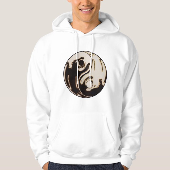 Veste À Capuche Dragon noir et blanc Yin Yang (Devant)