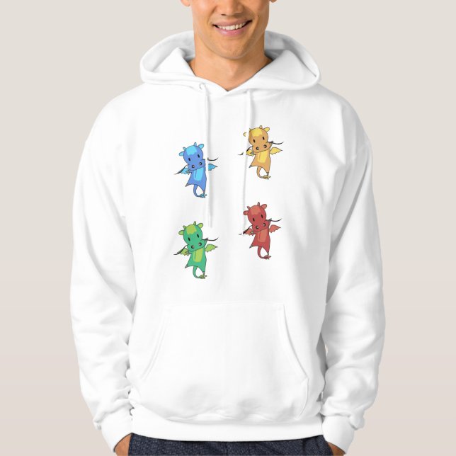 Veste À Capuche Dragon Vert Rouge Bleu Fée Conte Beaux Animaux Pou (Devant)