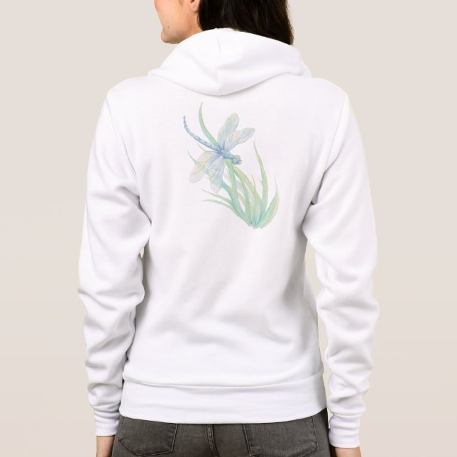 Veste À Capuche Dragonfly originale aquarelle en bleu, vert Aqua (Dos)