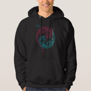 Veste À Capuche Dragons chinois japonais rouge et bleu Yin et Yang