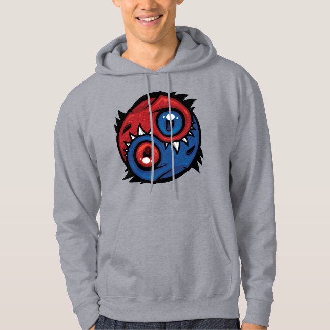 Veste À Capuche Dragons Yin Yang Rouge et Bleu (Devant)