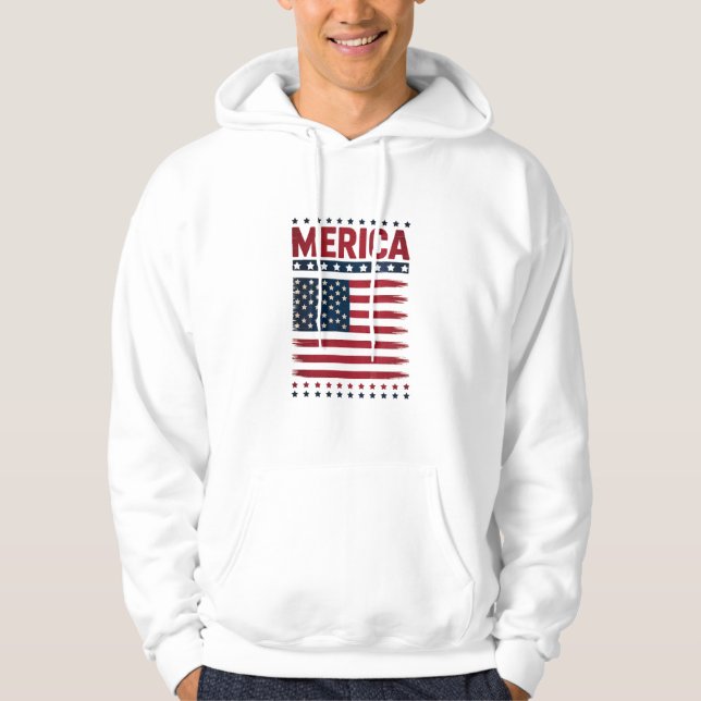 Veste À Capuche Drapeau Américain 4 Juillet Merica (Devant)
