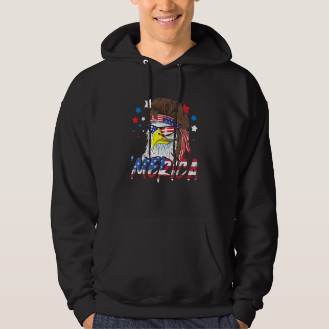 Veste À Capuche Drapeau américain 4 juillet Merica Eagle Mullet (Devant)