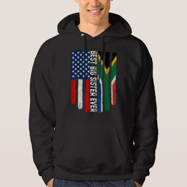 Veste À Capuche Drapeau Américain Afrique du Sud Drapeau Meilleur  (Devant)