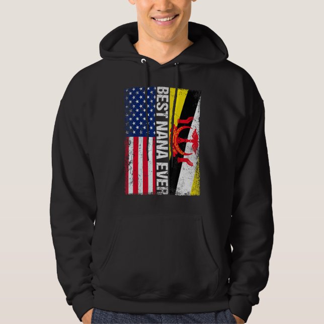 Veste À Capuche Drapeau américain Brunei Drapeau Meilleure Nana Ja (Devant)