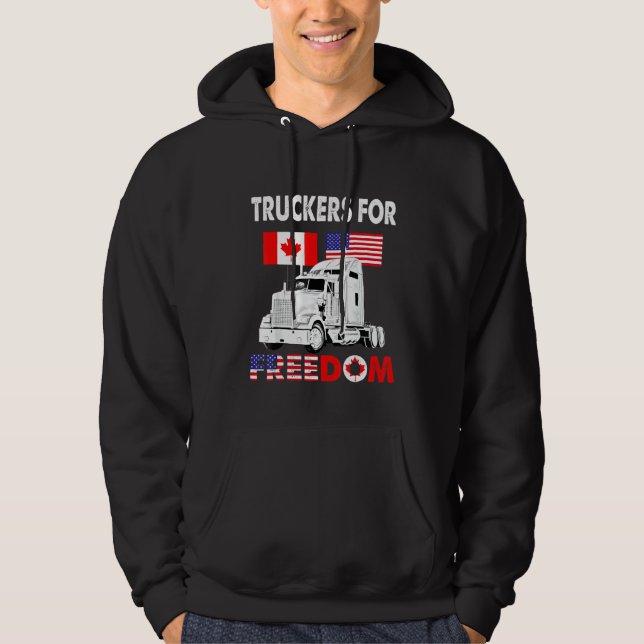 Veste À Capuche Drapeau américain Canada Convoi pour la liberté du (Devant)