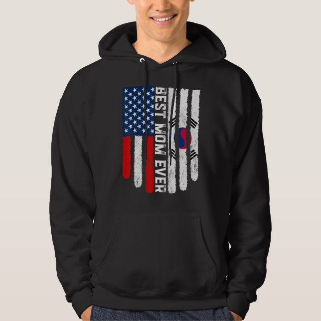 Veste À Capuche Drapeau américain Corée du Sud Drapeau meilleur ma (Devant)
