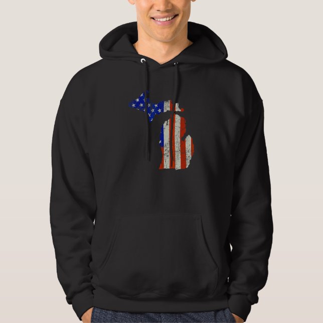 Veste À Capuche Drapeau américain de la maison du Michigan (Devant)