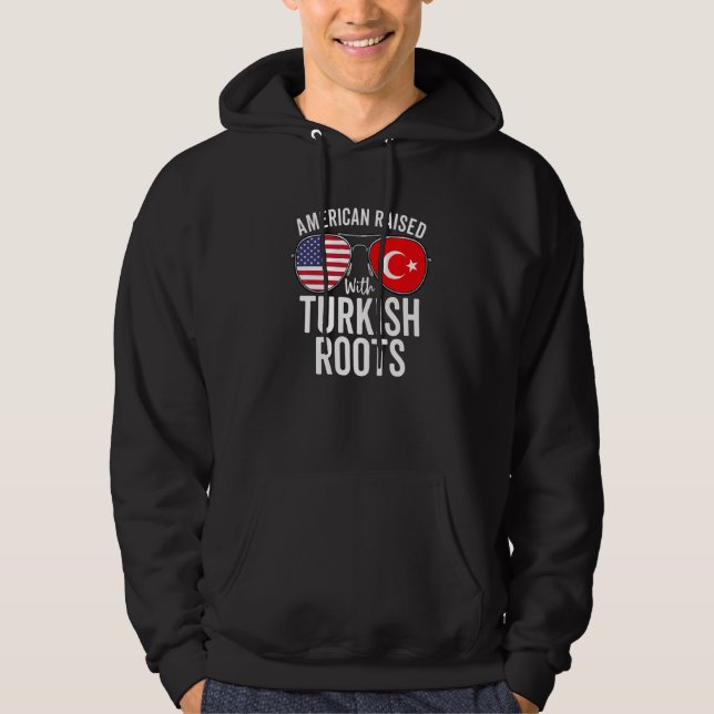 Veste À Capuche Drapeau Américain Élevé Avec Des Racines Turques U (Devant)