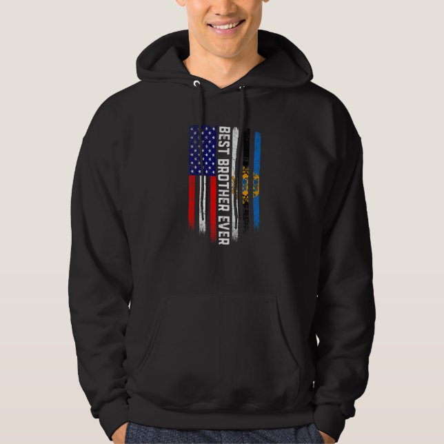 Veste À Capuche Drapeau américain et drapeau estonien Meilleur Frè (Devant)