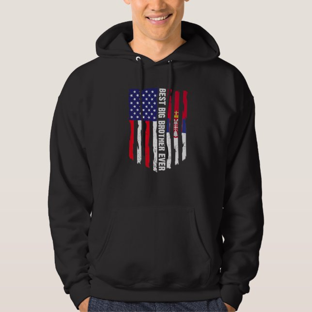 Veste À Capuche Drapeau américain et drapeau serbe Meilleur Grand  (Devant)