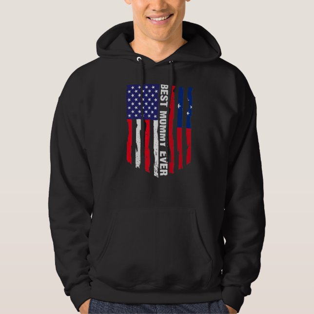 Veste À Capuche Drapeau américain et Samoa Drapeau meilleur maman  (Devant)