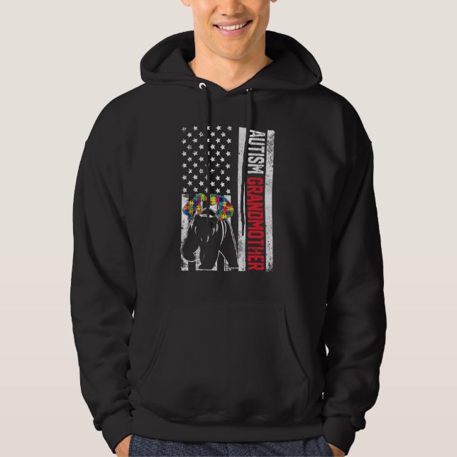 Veste À Capuche Drapeau américain Grand-mère Ours Sensibilisation  (Devant)