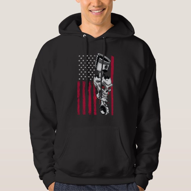 Veste À Capuche Drapeau américain Muscle Car à piston 5 (Devant)