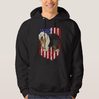 Veste À Capuche Drapeau américain Old English Sheepdog 4 juillet É
