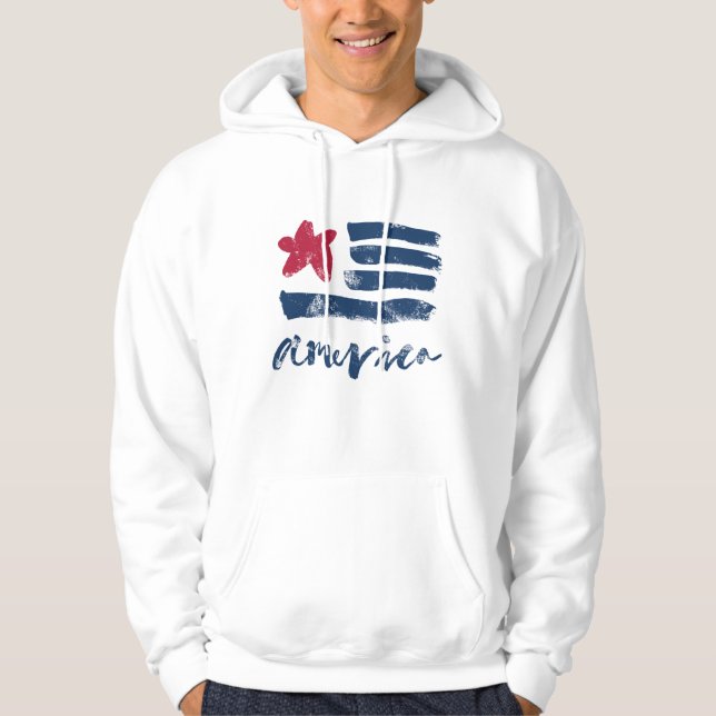 Veste À Capuche Drapeau américain Paintstrokes (Devant)