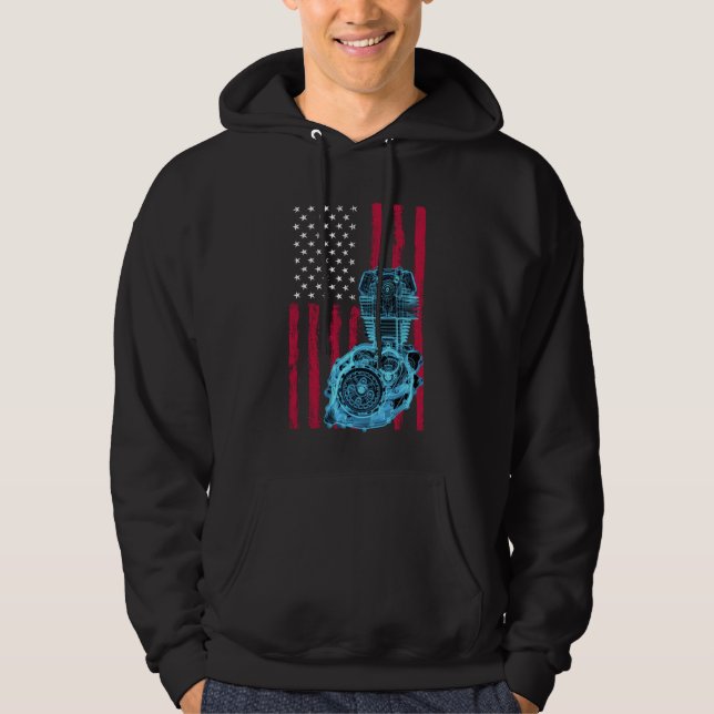 Veste À Capuche Drapeau américain Piston Muscle Car 9 (Devant)