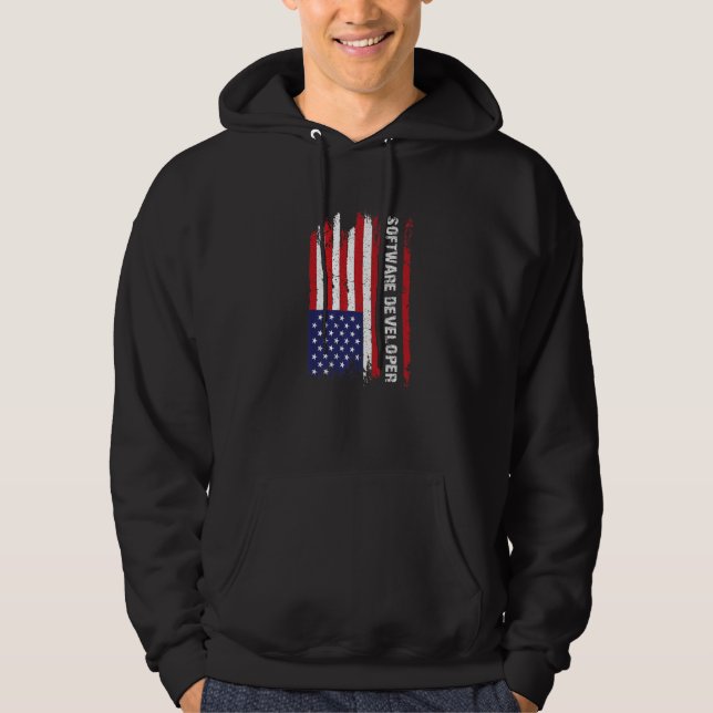 Veste À Capuche Drapeau américain Programmeur Expert en programmat (Devant)