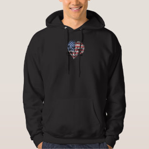 Veste À Capuche Drapeau Américain Rouge Blanc Et Bleu Coeur En For