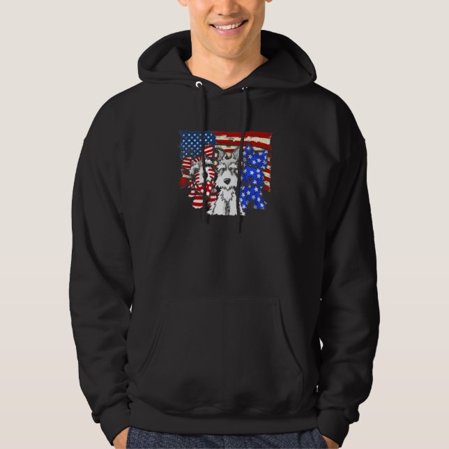 Veste À Capuche Drapeau américain Schnauzer 3 Chiens (Devant)
