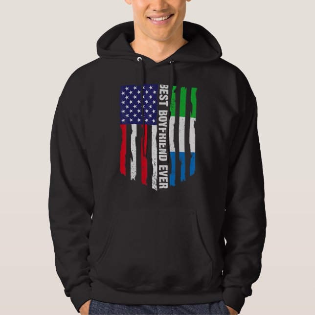 Veste À Capuche Drapeau américain Sierra Leone Drapeau meilleur pe (Devant)