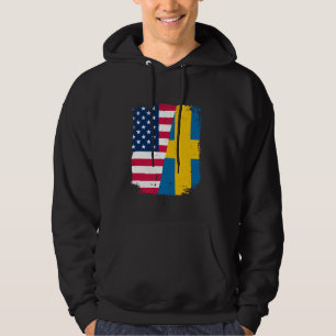 Veste À Capuche Drapeau américain SUÈDE Amitié Pays Vintage
