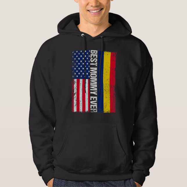 Veste À Capuche Drapeau américain Tchad Drapeau Meilleure maman Ja (Devant)