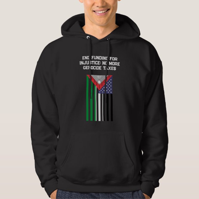 Veste À Capuche Drapeau américano-palestinien - Stop aux génocides (Devant)