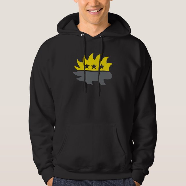 Veste À Capuche Drapeau Ancap Logo Porcupine noir et jaune (Devant)