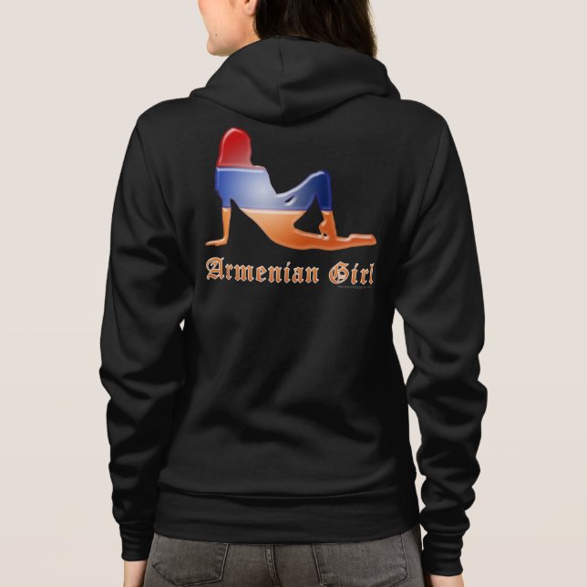 Veste À Capuche Drapeau arménien de silhouette de fille (Dos)