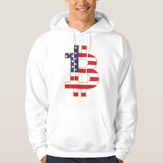 Veste À Capuche Drapeau Bitcoin USA - Btc Crypto (Devant)