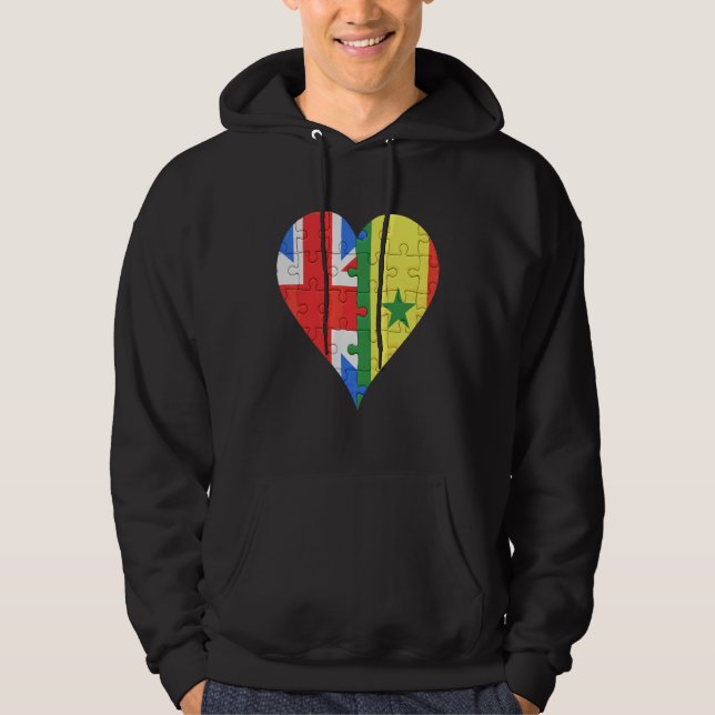 Veste À Capuche Drapeau britannique sénégalais Coeur (Devant)