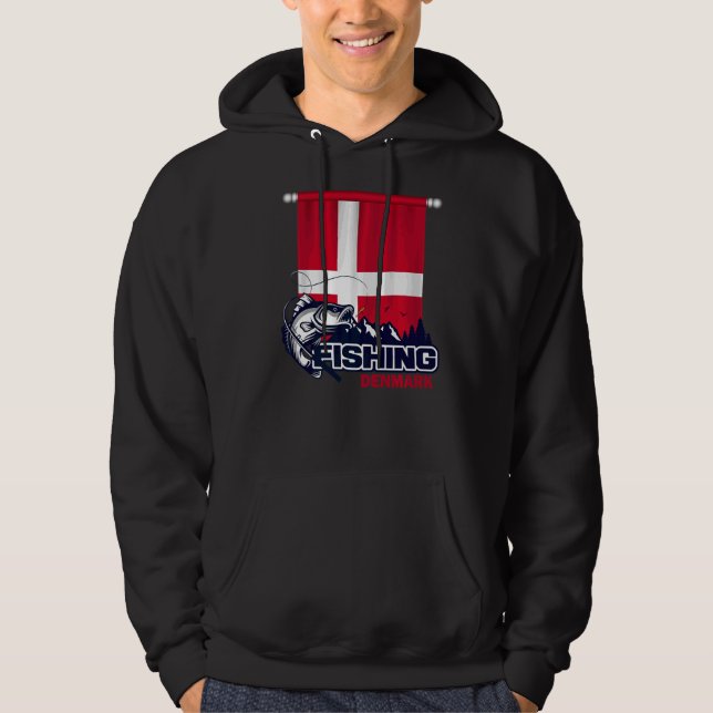 Veste À Capuche Drapeau Danemark Pêche Au Danemark (Devant)