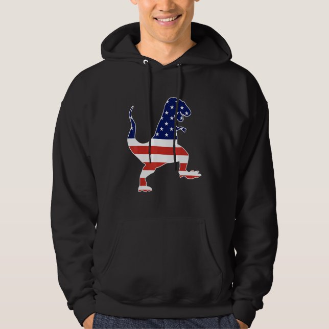 Veste À Capuche Drapeau de dinosaure cool Rex américain Célébratio (Devant)