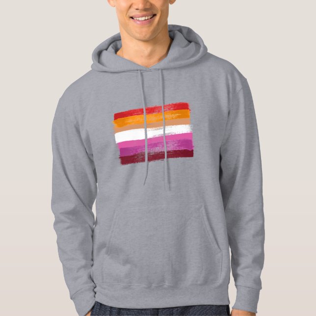 Veste À Capuche Drapeau de la fierté lesbienne peint avec des band (Devant)