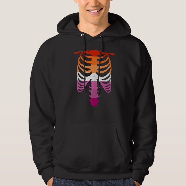Veste À Capuche Drapeau de la fierté lesbienne Squelette lesbienne (Devant)