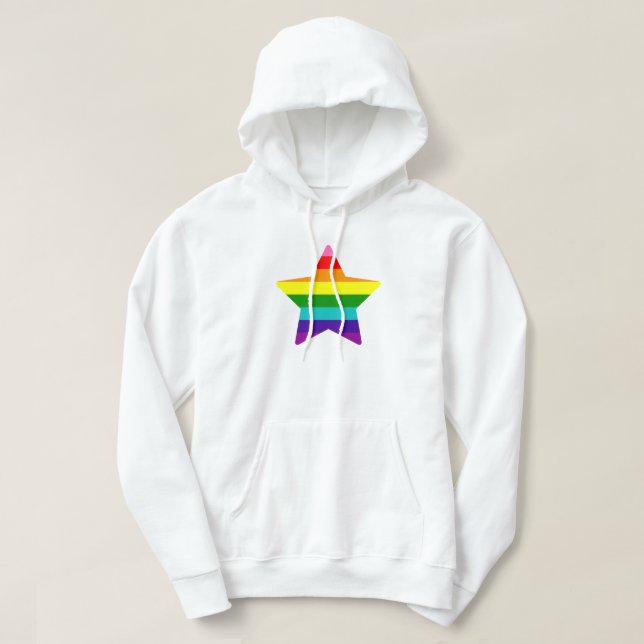 Veste À Capuche Drapeau de la fierté LGBTQ Rainbow Christmas Star (Design devant)