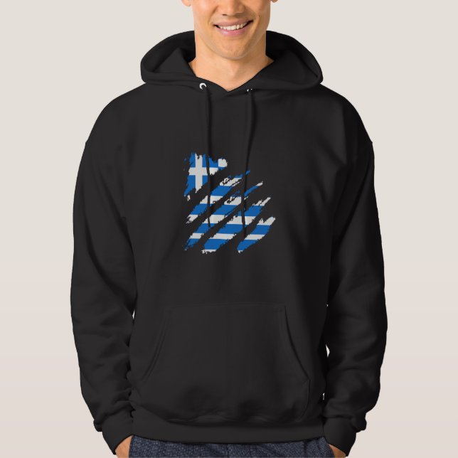 Veste À Capuche Drapeau de la Grèce Griffe Hellènes Fierté grecque (Devant)