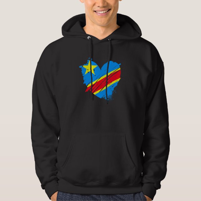 Veste À Capuche Drapeau De La République Démocratique Du Congo Je  (Devant)