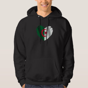 Veste À Capuche Drapeau de l'Algérie en forme de cœur algérien Alg