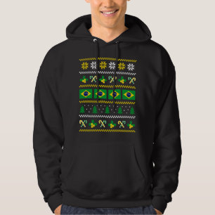 Veste À Capuche Drapeau de Noël moche Brésil, moitié brésilien