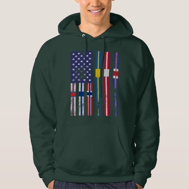 Veste À Capuche Drapeau de Scandinavie, Drapeaux des Pays nordique (Devant)