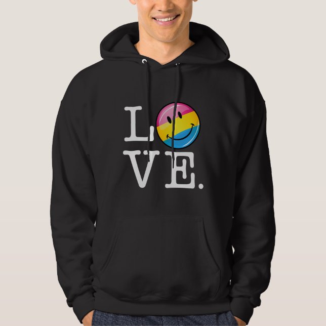 Veste À Capuche Drapeau de sourire d'amour Pansexual (Devant)
