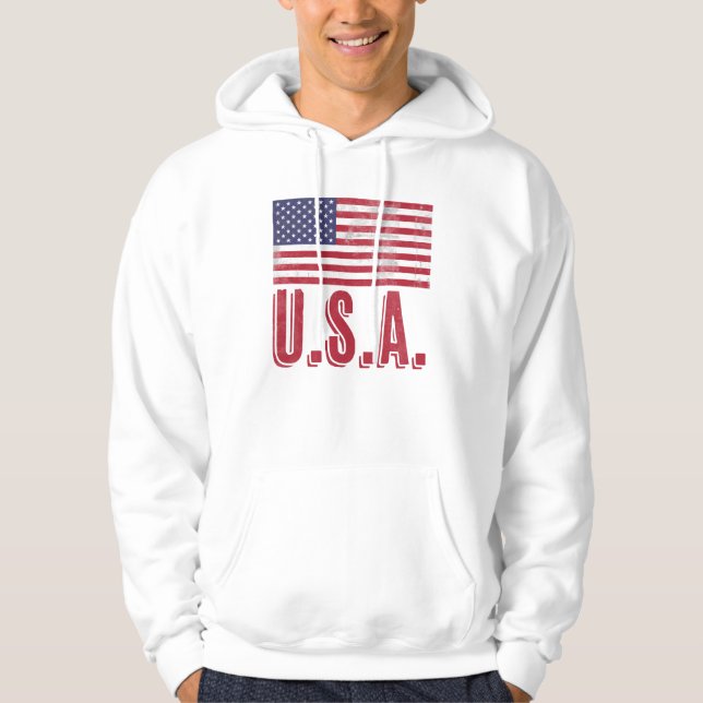 Veste À Capuche Drapeau des Etats-Unis d'Amérique "Grunge" look (Devant)